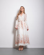 longsleeve bloused floral dress pastel pink