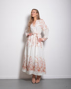 longsleeve bloused floral dress pastel pink