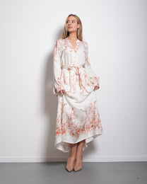 longsleeve bloused floral dress pastel pink | SEISHIKI STUDIO