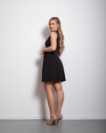 ultra stretchy short straight neck dress black | SEISHIKI STUDIO