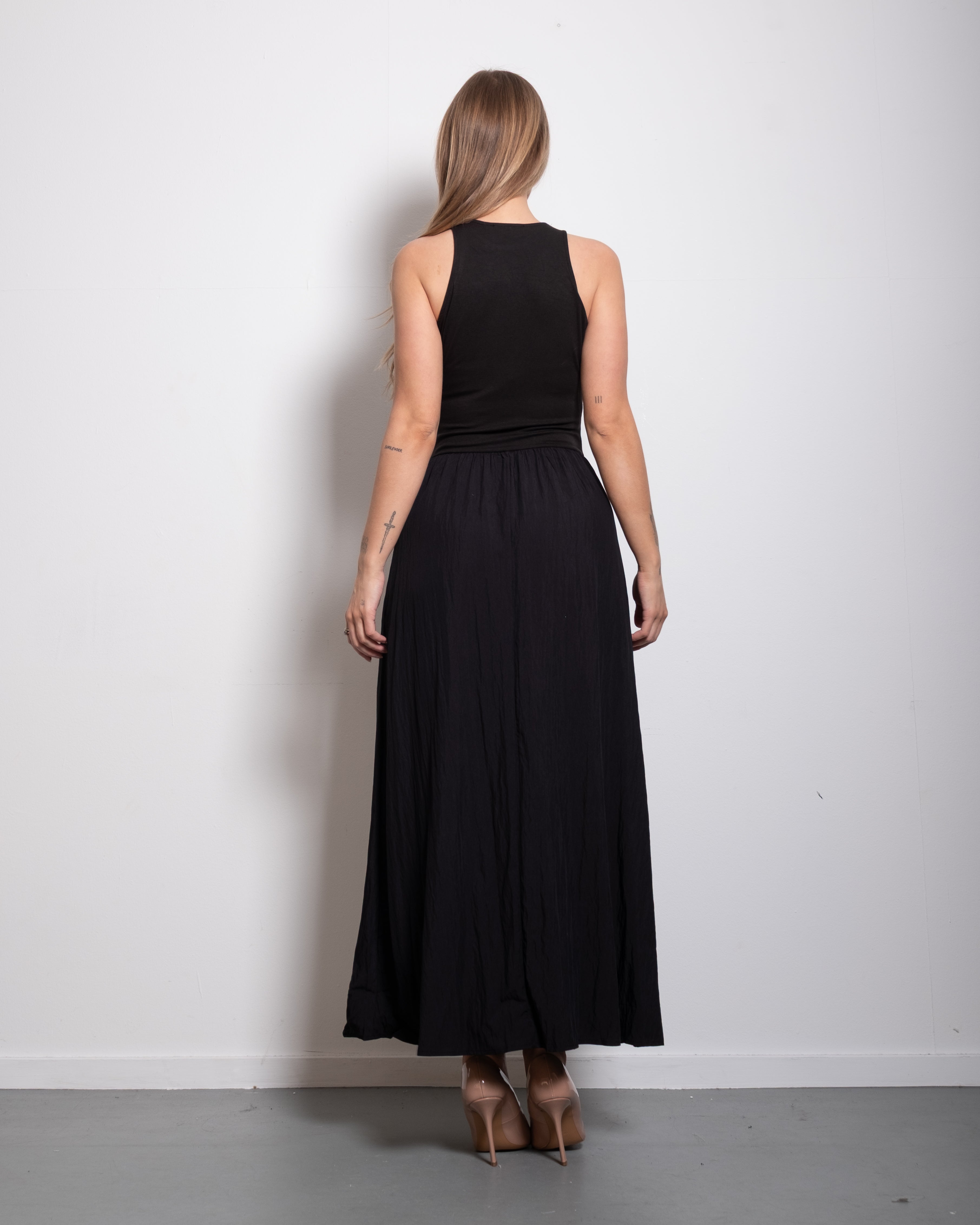 ultra stretchy halter neck top dress black
