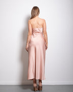 strapless silky dress rose