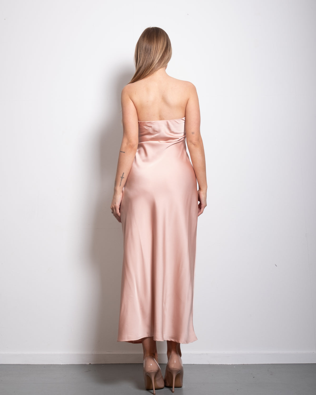 strapless silky dress rose | SEISHIKI STUDIO