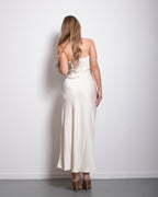 strapless silky dress white