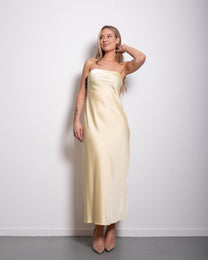 strapless silky dress yellow | SEISHIKI STUDIO