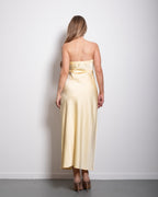 strapless silky dress yellow