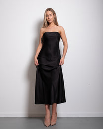 strapless silky dress black | SEISHIKI STUDIO