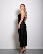 strapless silky dress black