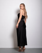 strapless silky dress black