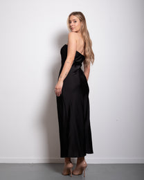 strapless silky dress black | SEISHIKI STUDIO