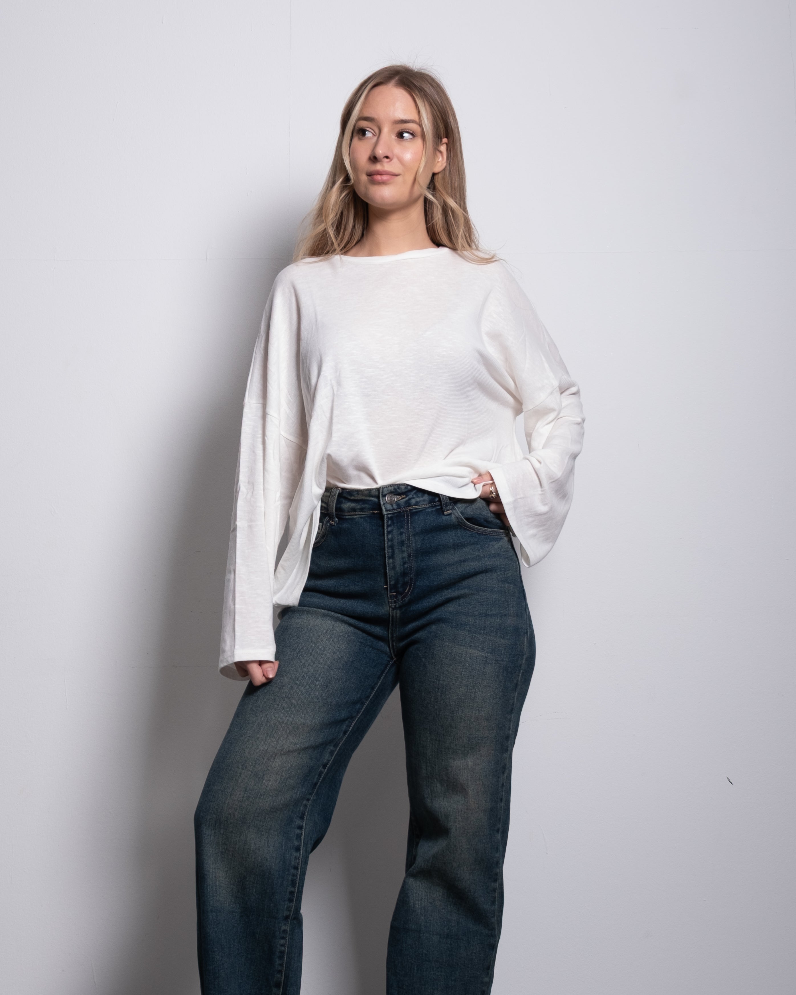 super slouchy oversized semi sheer top white