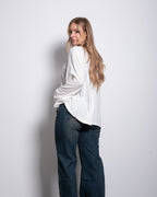 super slouchy oversized semi sheer top white