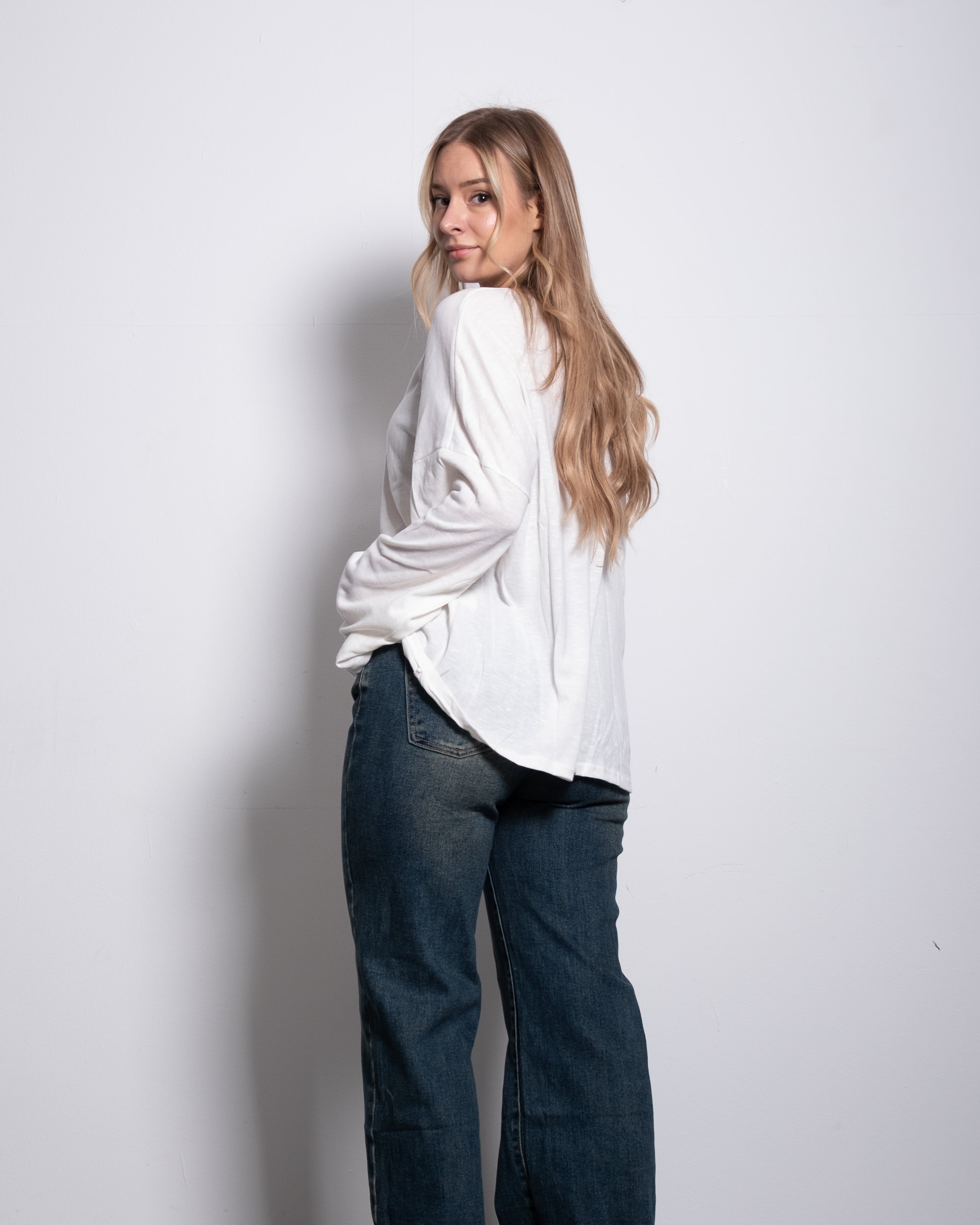 super slouchy oversized semi sheer top white