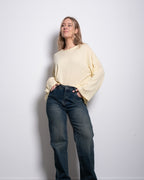 super slouchy oversized semi sheer top butter yellow