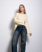 super slouchy oversized semi sheer top butter yellow
