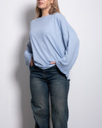 super slouchy oversized semi sheer top blue