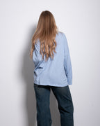 super slouchy oversized semi sheer top blue
