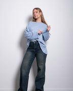 super slouchy oversized semi sheer top blue