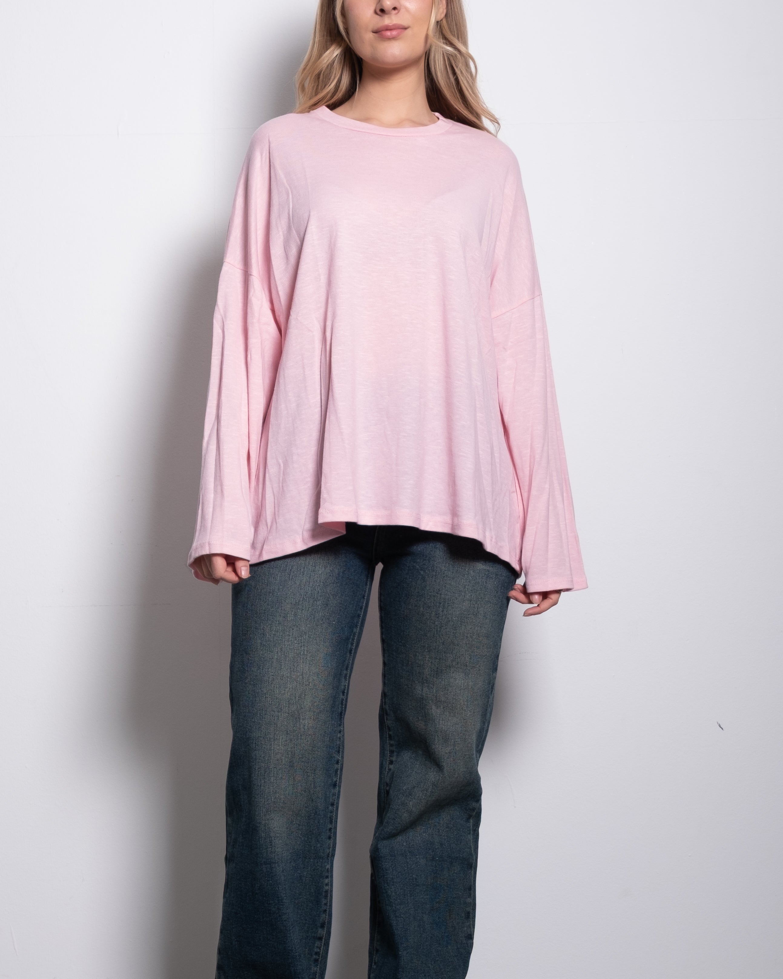 super slouchy oversized semi sheer top pink