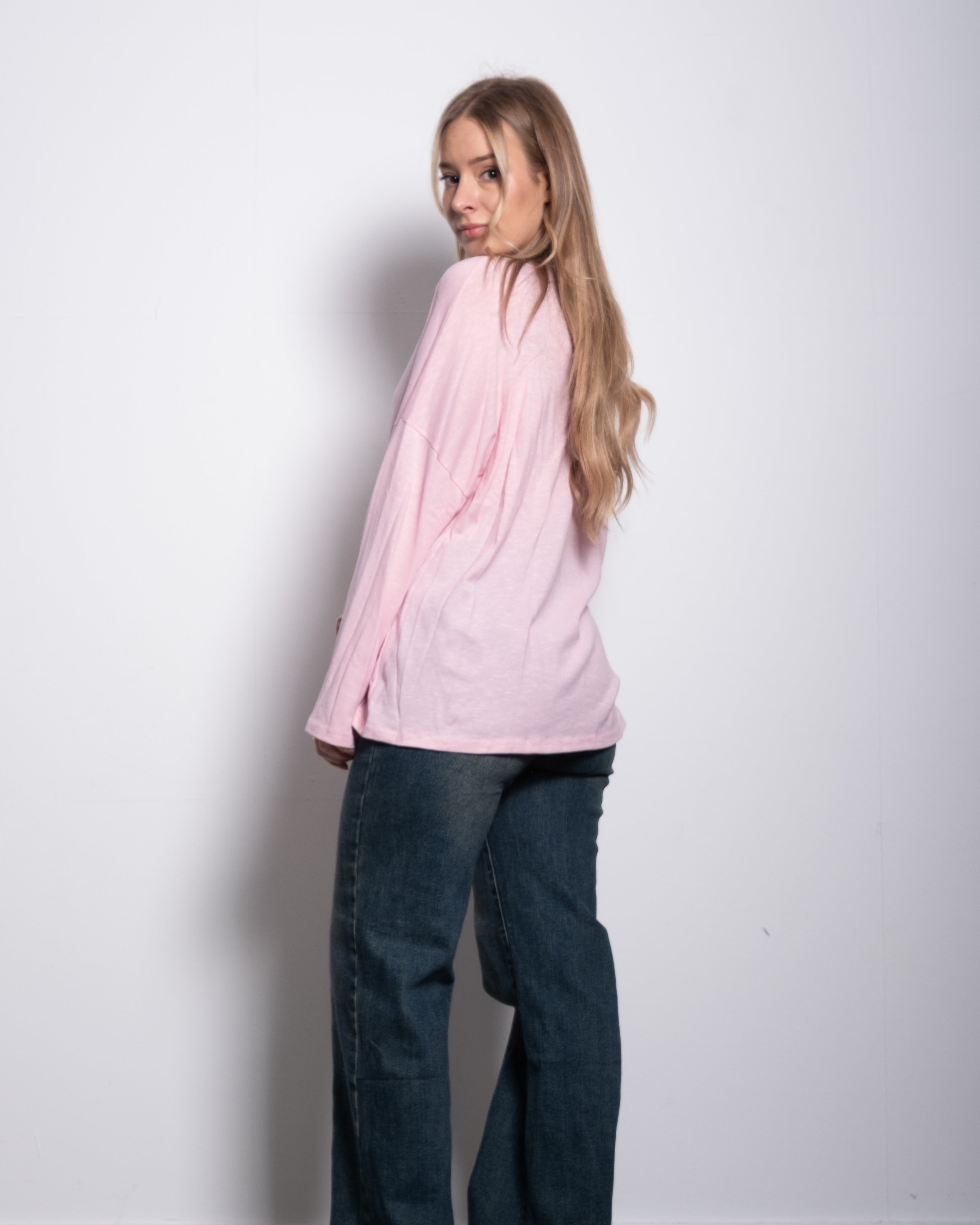 super slouchy oversized semi sheer top pink