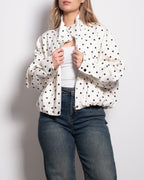 polkadot high neck windbreaker jacket white