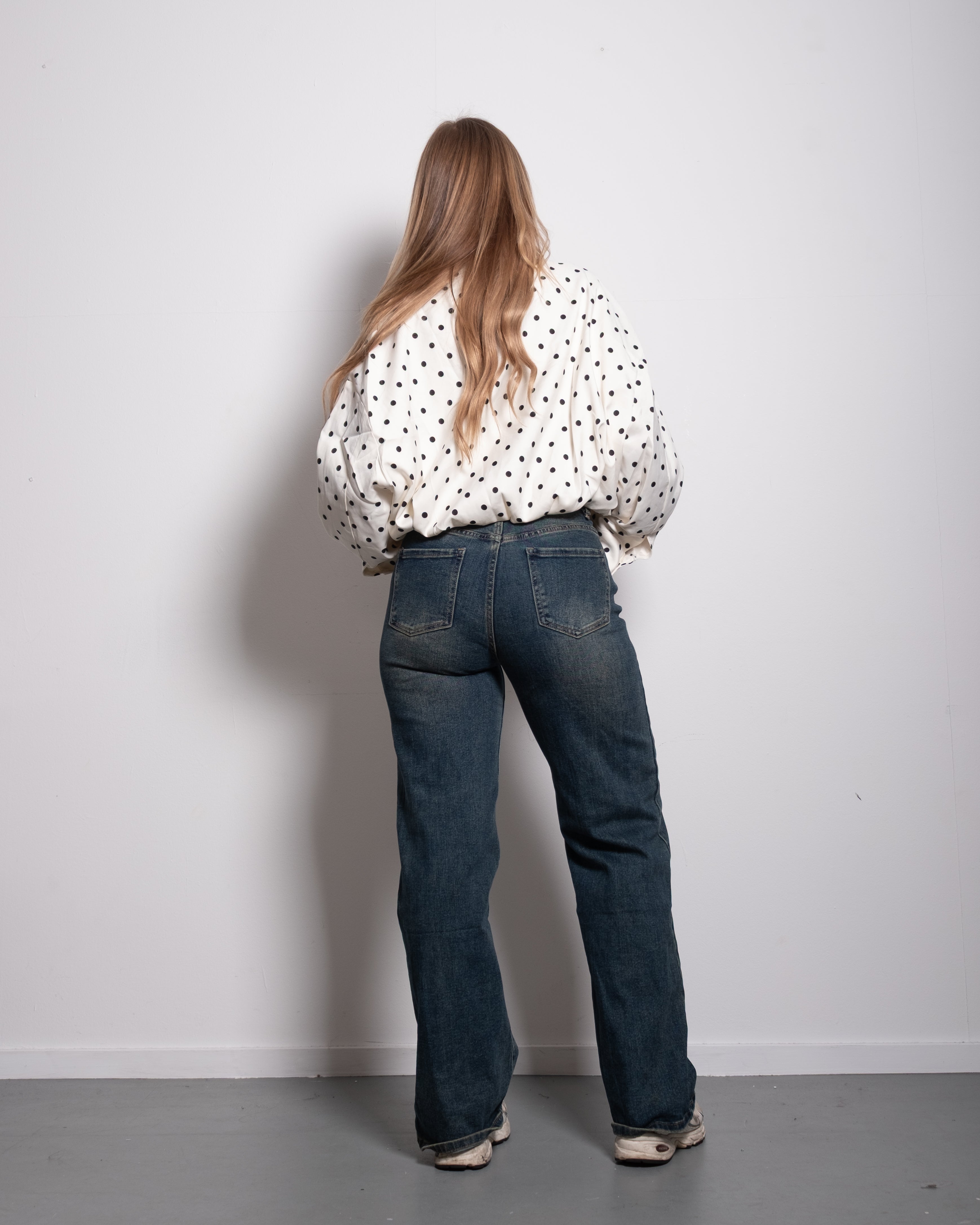 polkadot high neck windbreaker jacket white
