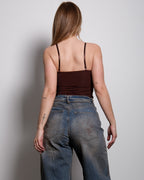 sleek bodysuit with cups and adjustable straps brown