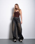 ACID WASH WIDE LEG SPARKLE JEANS - inseam 83cm - NON STRETCH | SEISHIKI STUDIO