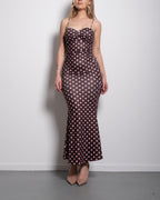 polkadot sculpt maxi dress brown