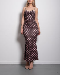 Polkadot Sculpt Maxi Dress Brown – SEISHIKI STUDIO