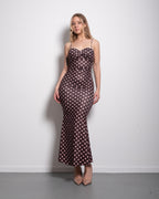 polkadot sculpt maxi dress brown