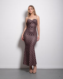 Polkadot Sculpt Maxi Dress Brown – SEISHIKI STUDIO