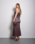 polkadot sculpt maxi dress brown