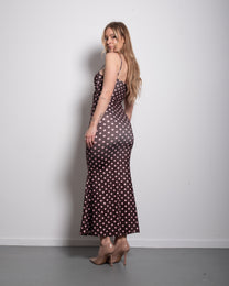 Polkadot Sculpt Maxi Dress Brown – SEISHIKI STUDIO