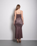 polkadot sculpt maxi dress brown