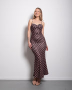 polkadot sculpt maxi dress brown