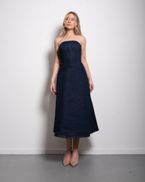 Stretchy Denim Dress Dark Blue – SEISHIKI STUDIO