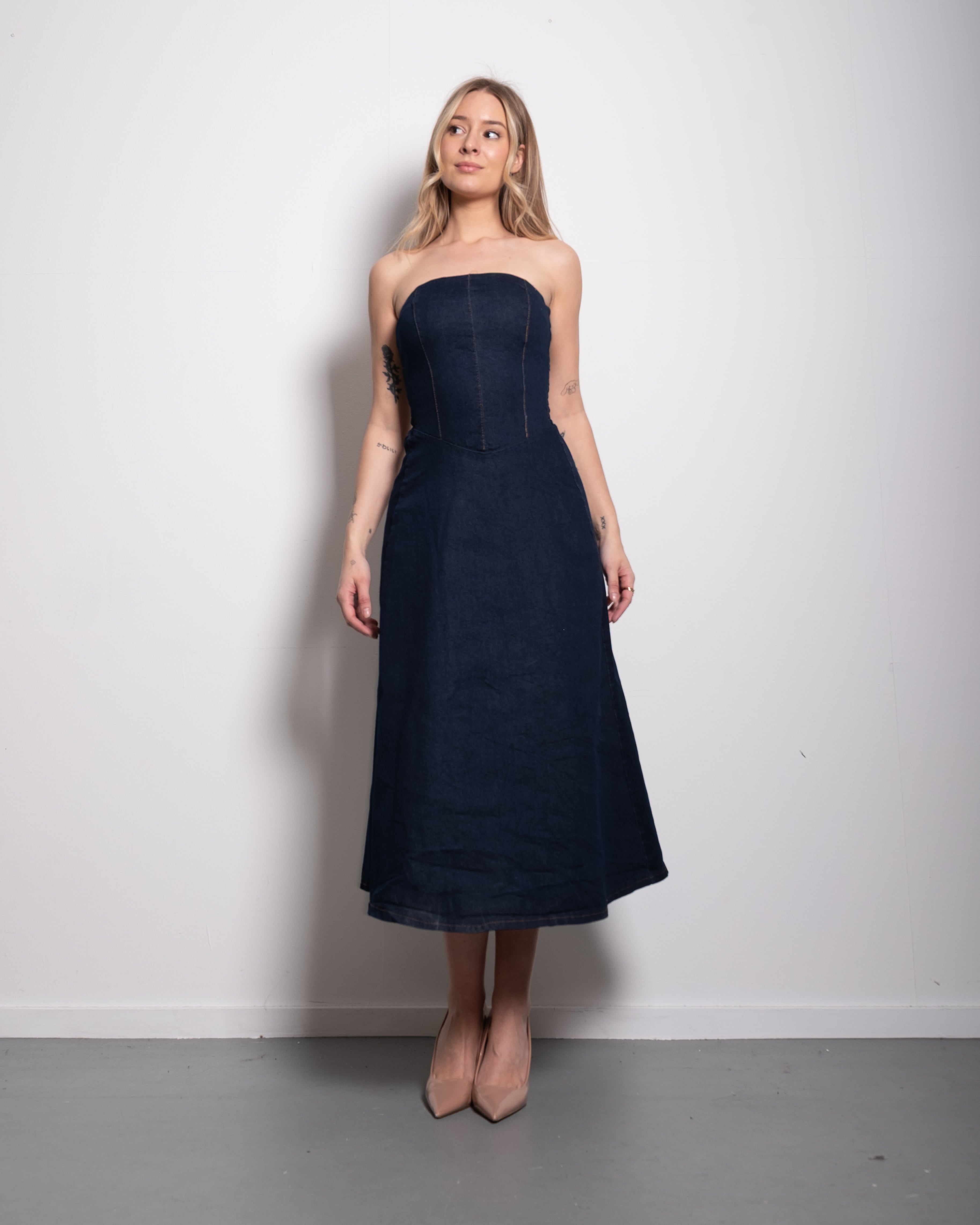 stretchy DENIM Dress DARK BLUE