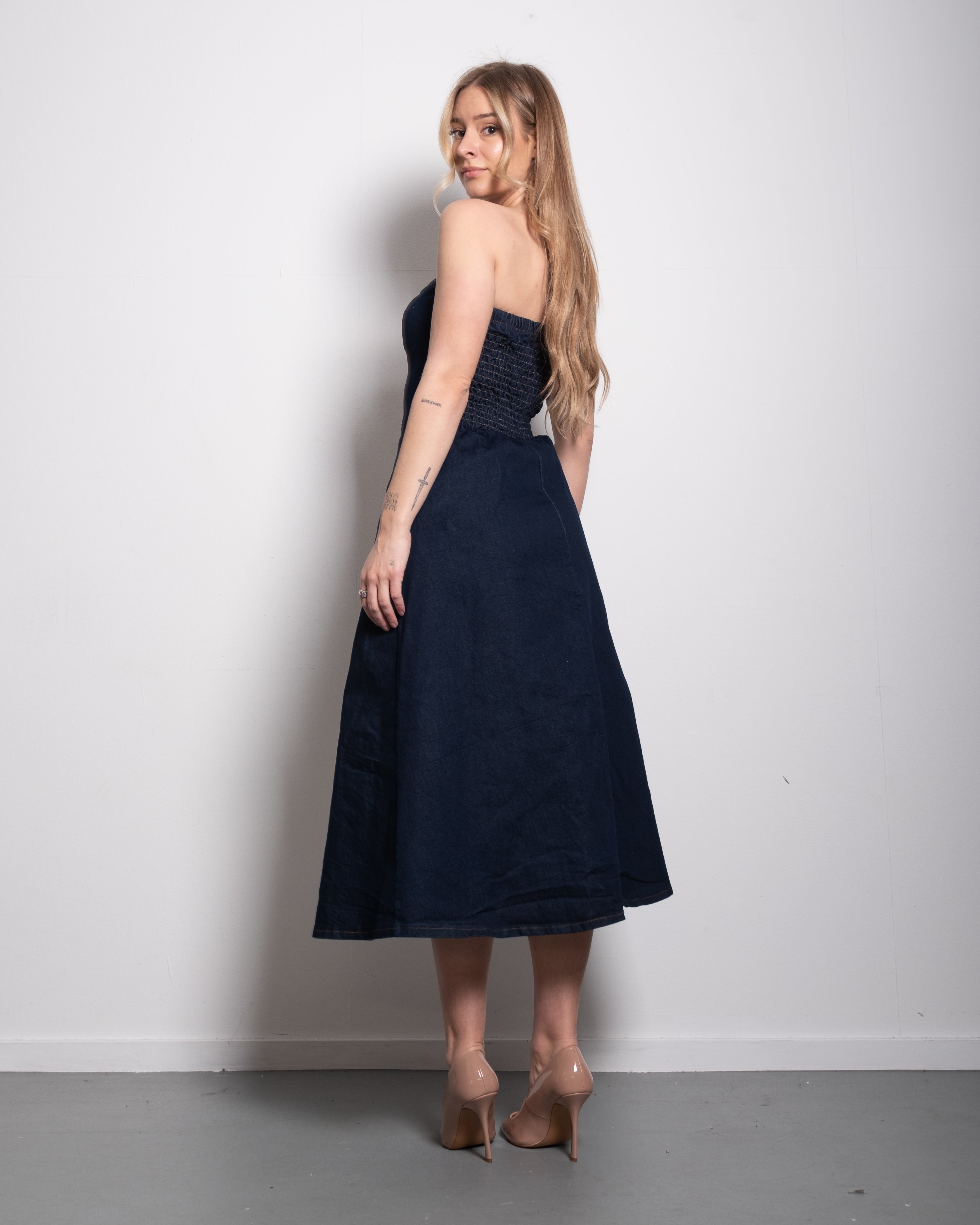 stretchy DENIM Dress DARK BLUE