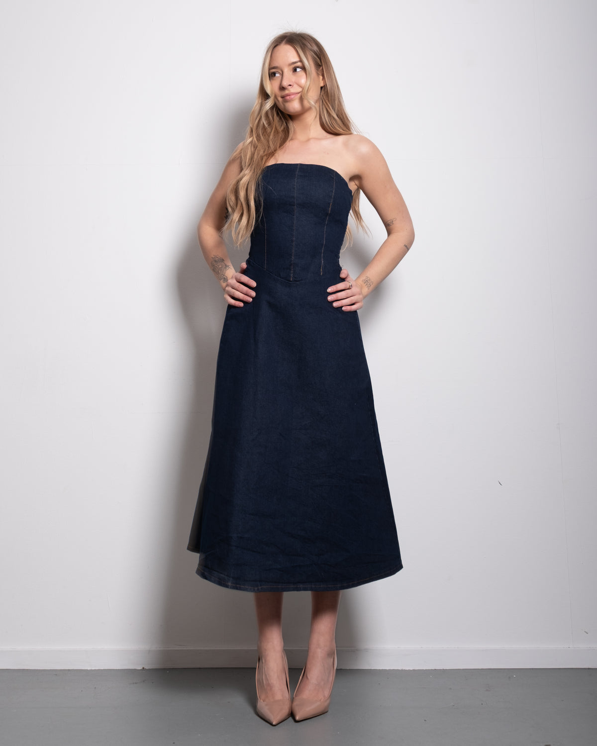 stretchy DENIM Dress DARK BLUE | SEISHIKI STUDIO