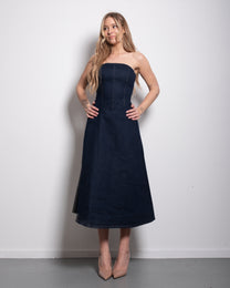 Stretchy Denim Dress Dark Blue – SEISHIKI STUDIO