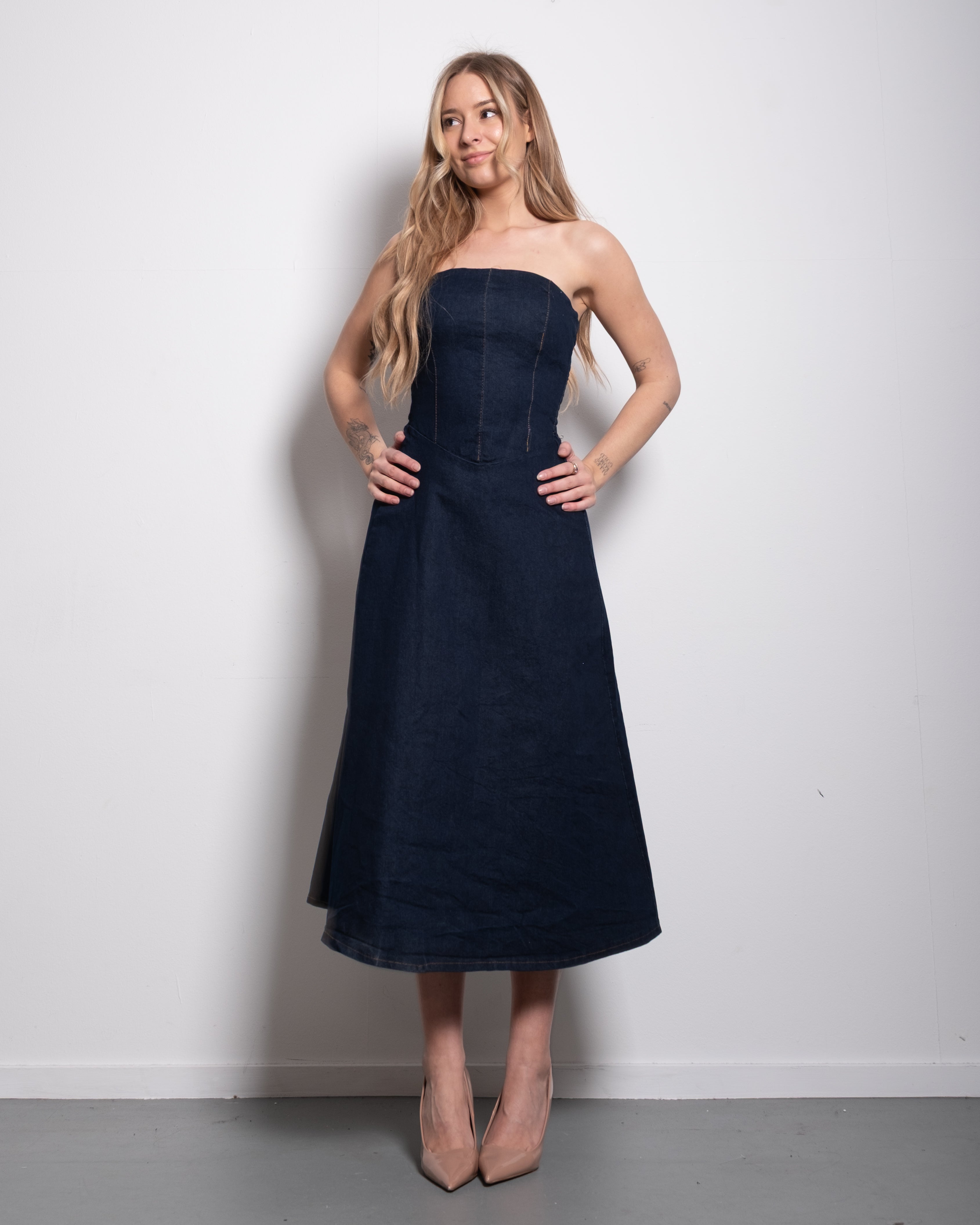 stretchy DENIM Dress DARK BLUE