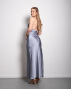 halter top silky dress blue