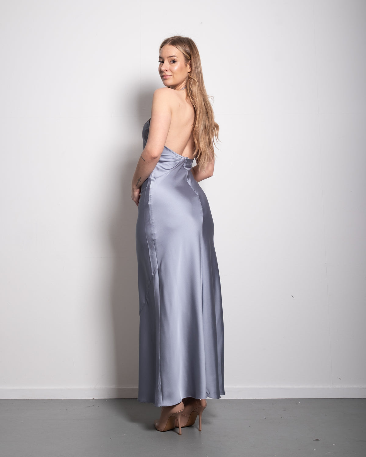 Halter Top Silky Dress Blue – SEISHIKI STUDIO