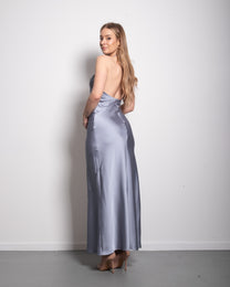 Halter Top Silky Dress Blue – SEISHIKI STUDIO