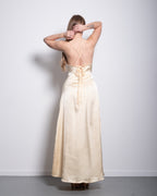 Silky halter neck dress cross straps butter yellow