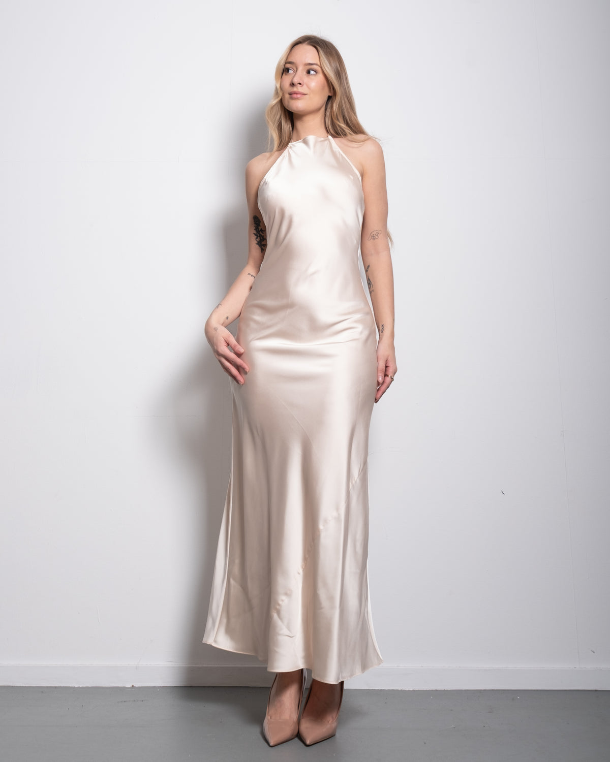 Halter Top Silky Dress Cream – SEISHIKI STUDIO