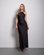 halter top silky dress black