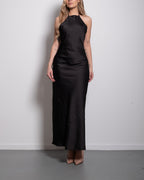 halter top silky dress black