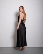 halter top silky dress black